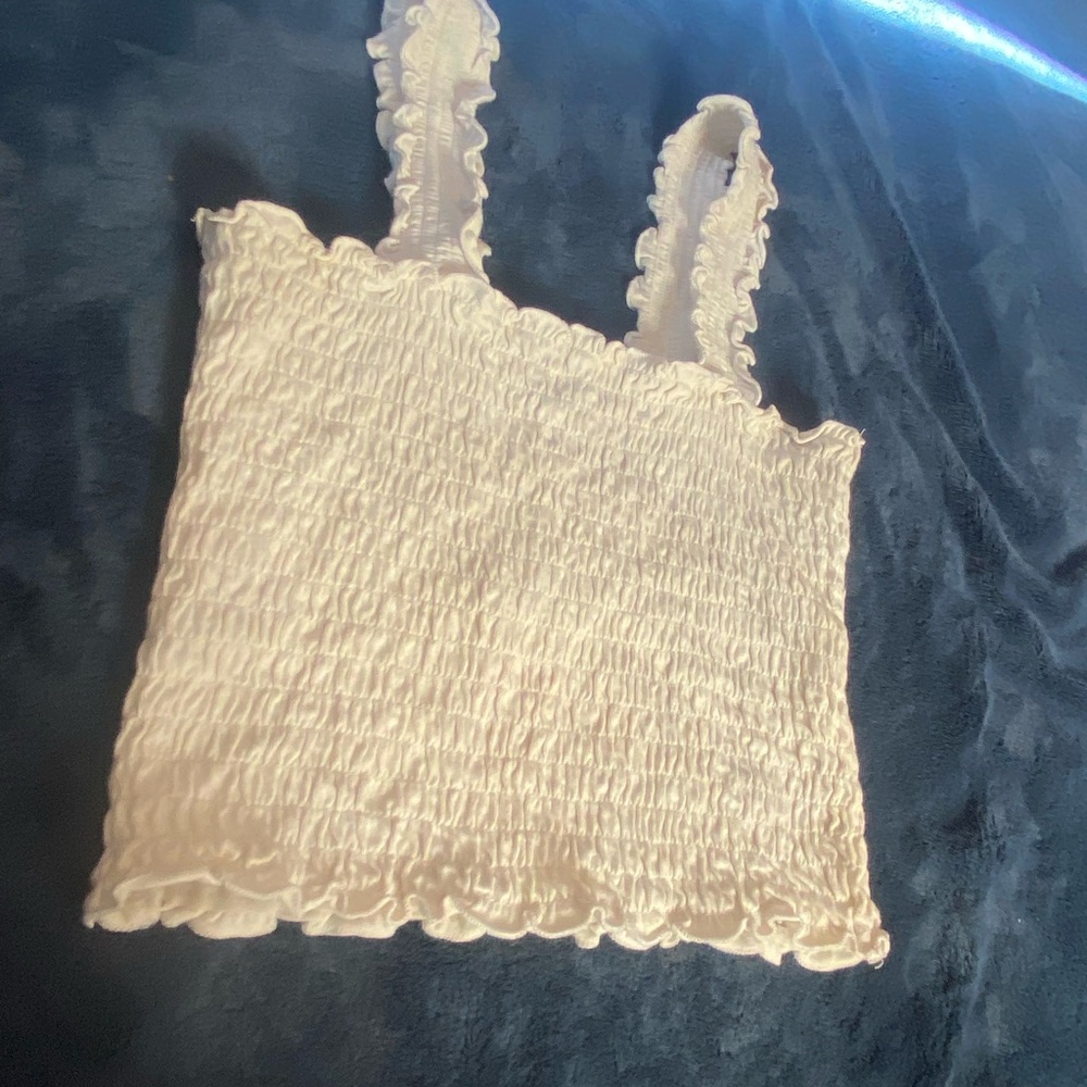 Cream Sleeveless Smocked Top